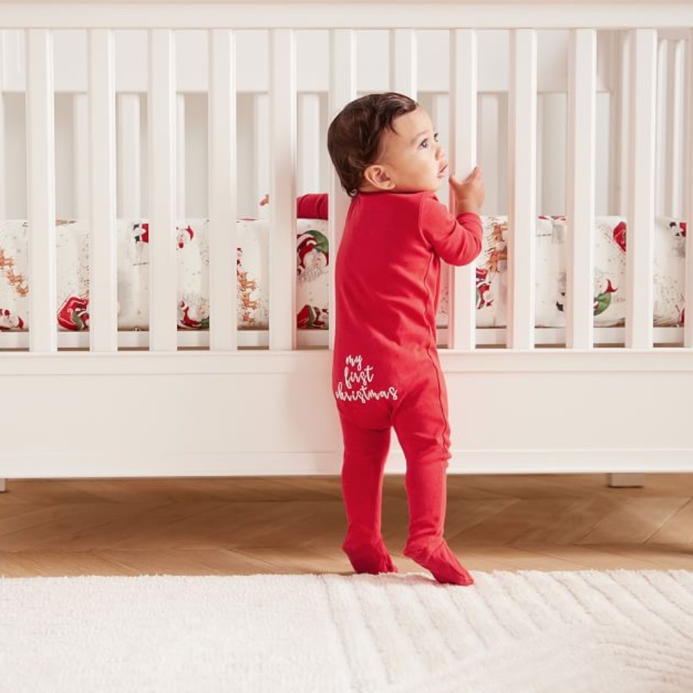 Never Worn Pottery Barn Organic Cotton My First Christmas Footie 3-6M